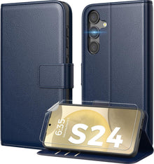 Schutzhülle Samsung Galaxy S24 PU Leder RFID Blau