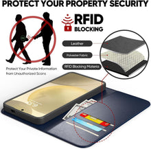 Samsung Galaxy S24 Hülle - Premium PU Leder RFID Schutz Blau