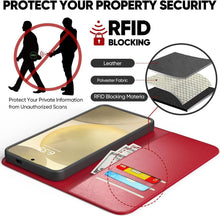 Samsung Galaxy S24 Hülle - Magnet RFID Schutz PU Leder Rot