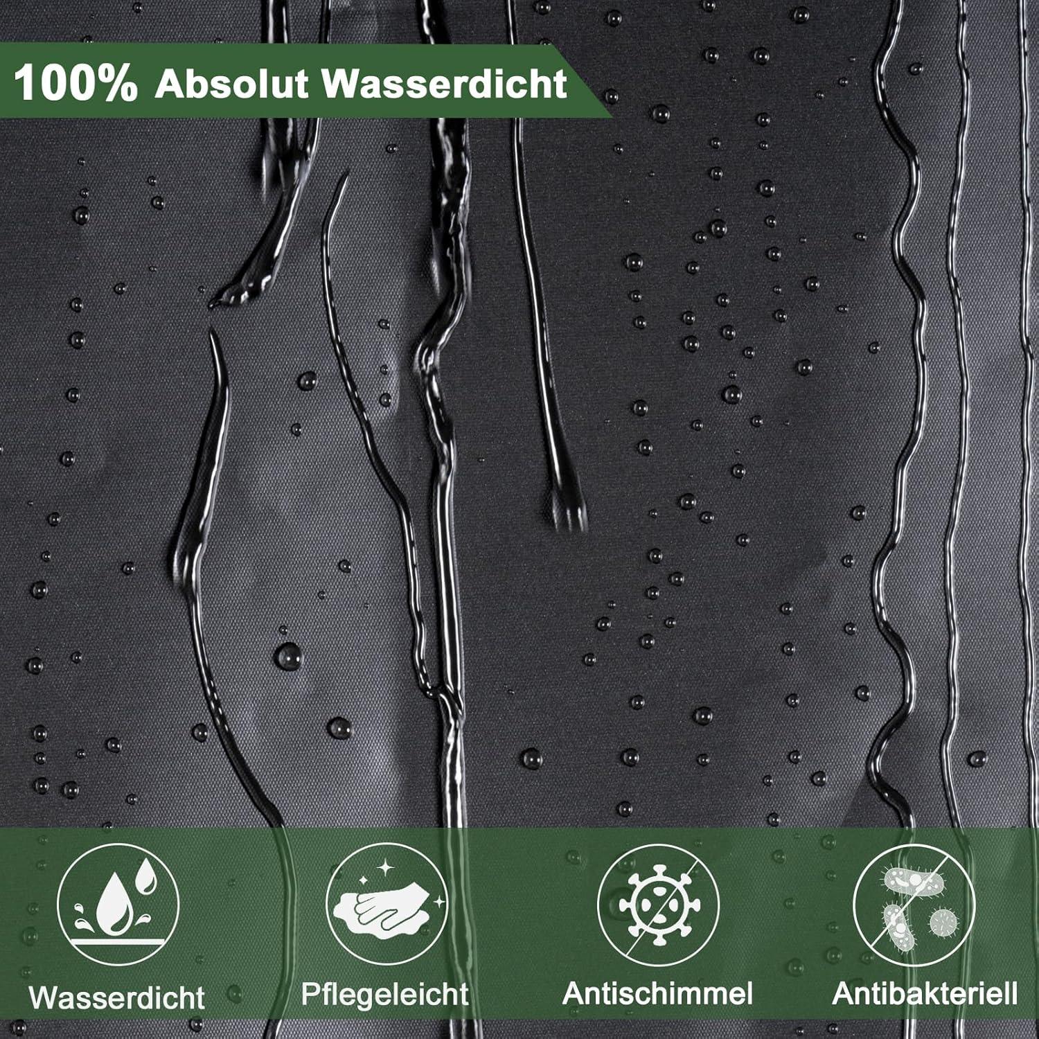 Duschvorhang 120x200 Schwarz Kunststoff Wasserdicht Anti-Schimmel