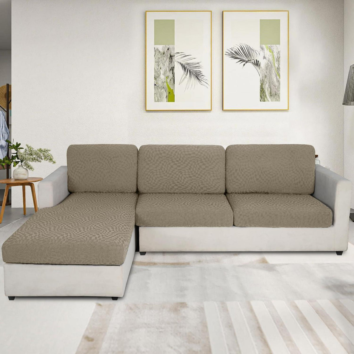 Sofa Sitzkissenbezug Stretch Khaki 1 Sitzer