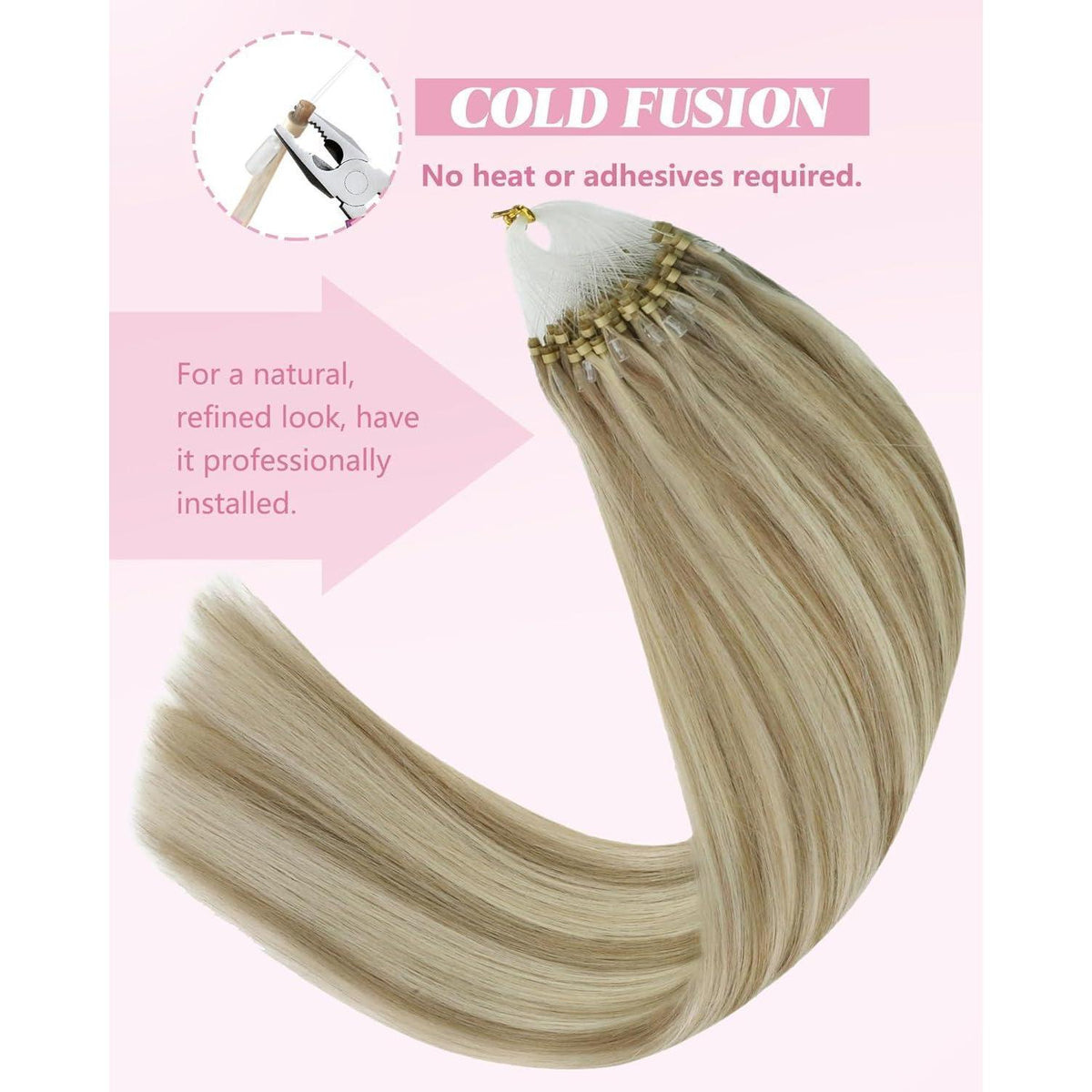 Echthaar Micro Ring Extensions Aschblond 50cm