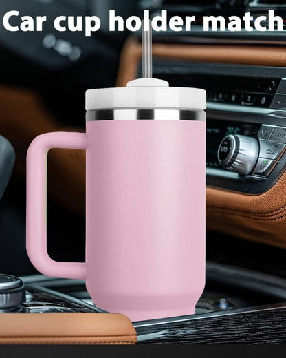 JFABL 40 oz Thermobecher mit Strohhalm und Henkel Lilac