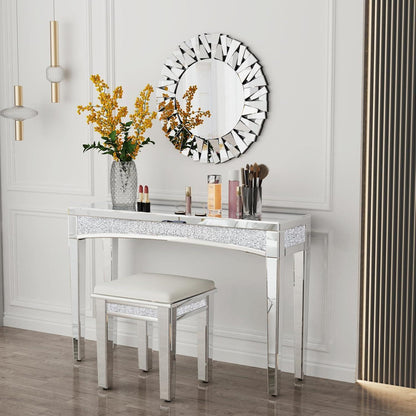 Konsolentisch Silber Kristall 120cm | Moderner Flurtisch mit Spiegel