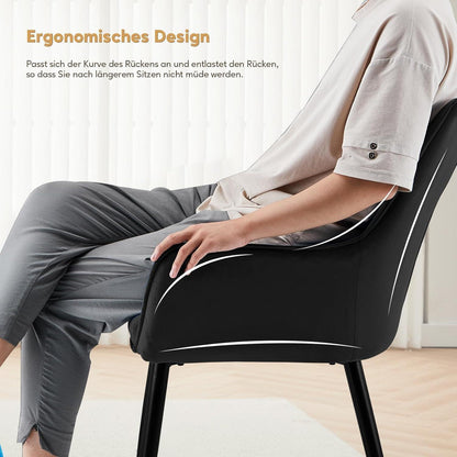 Samt Esszimmerstühle 2er-Set mit Armlehnen & Kissen Schwarz