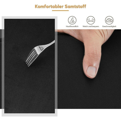 Samt Esszimmerstühle 2er-Set mit Armlehnen & Kissen Schwarz