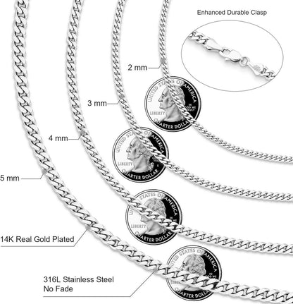 Edelstahl Panzerkette 2mm Diamantschliff Gold vergoldet 50.8cm Menüisse