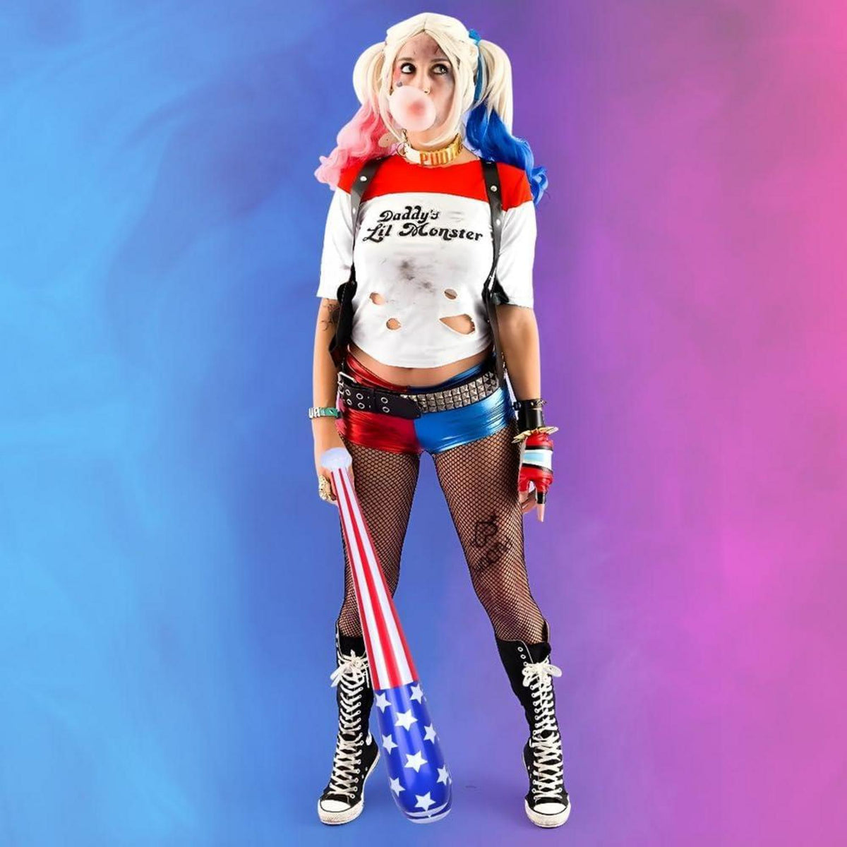 Quinn Cosplay Kostüm Erwachsene T-Shirt Jacke Shorts Baseballschläger