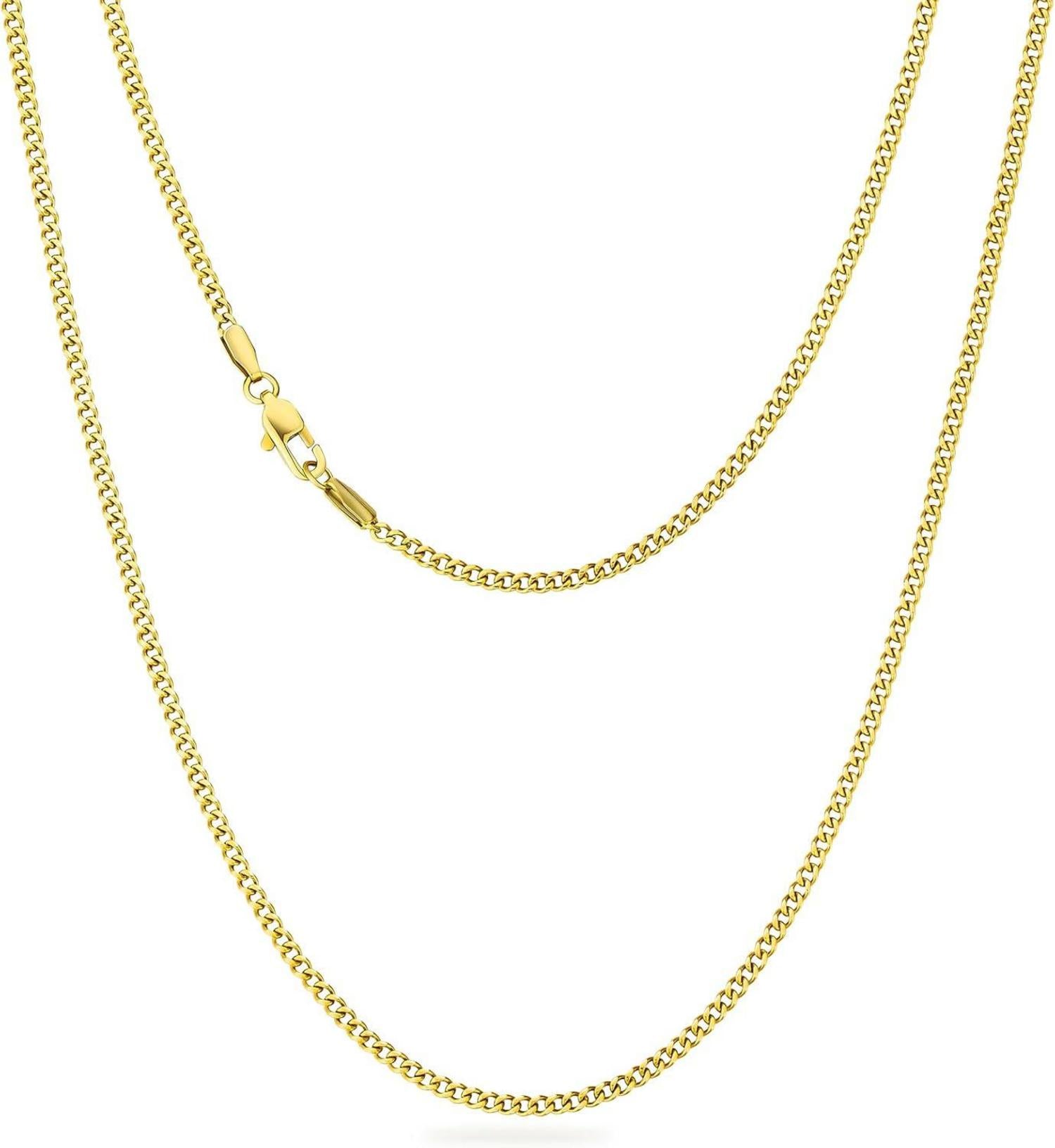 Goldene 2mm Panzerkette mit Diamantschliff, Edelstahl, 14K Gold