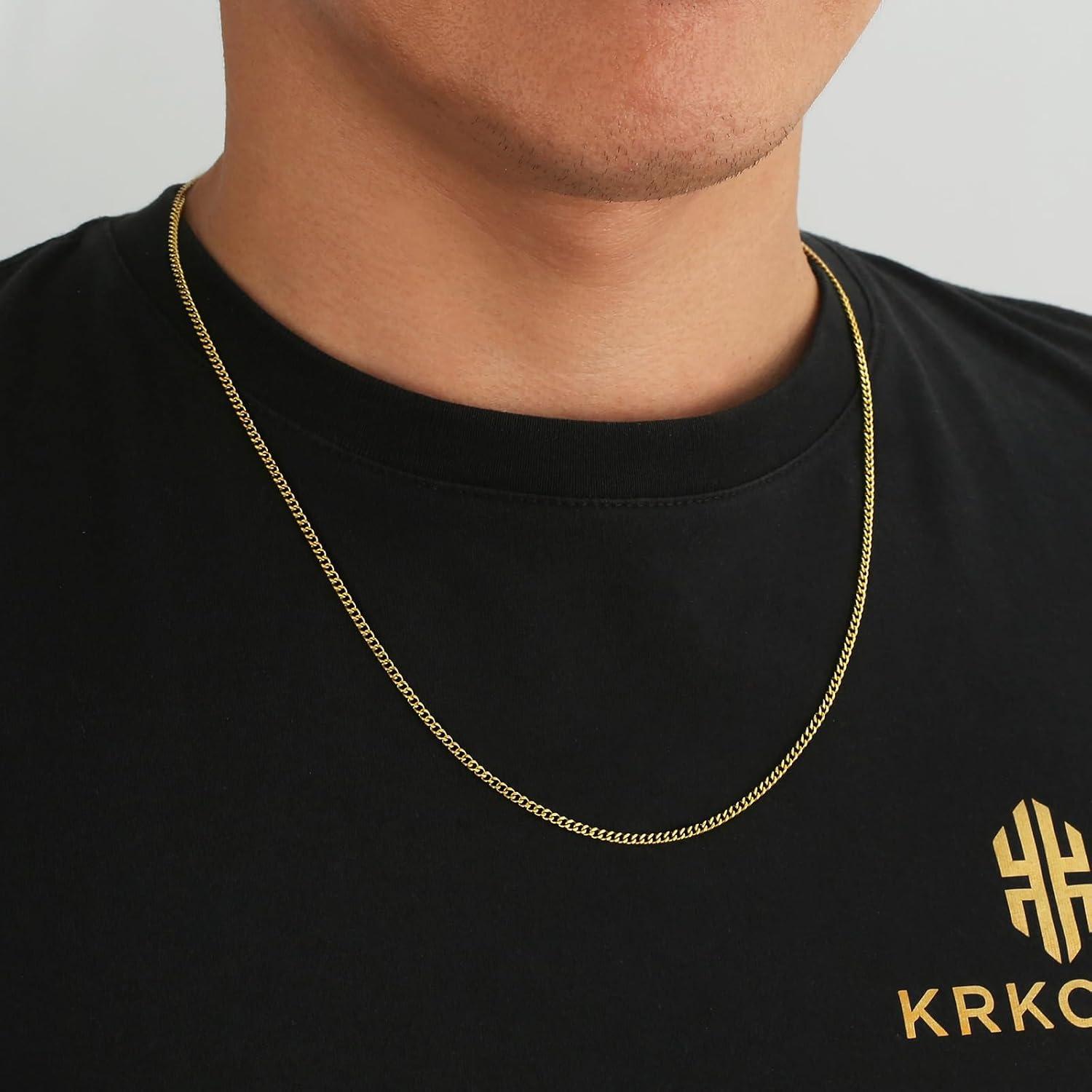 Goldene 2mm Panzerkette mit Diamantschliff, Edelstahl, 14K Gold