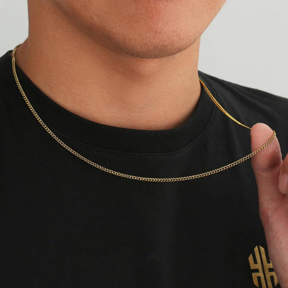 Edelstahl Panzerkette 2mm Gold Vergoldet Damen Herren Cuban Link 50.8cm
