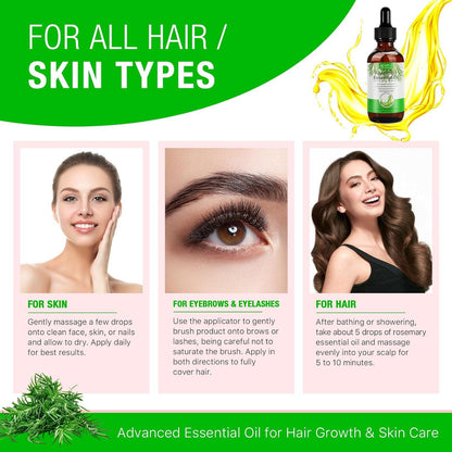 ETOANY Rosmarinöl Haare Wachstum 120ml mit Massagebürste