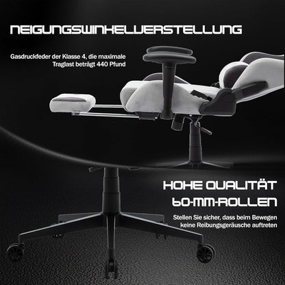 Ergonomischer Gaming Stuhl 180 kg Belastbarkeit Wildleder