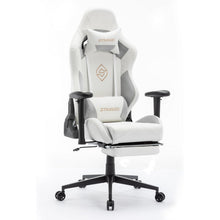 Gaming Stuhl Weiß Leder mit Fußstütze verstellbare Armlehnen