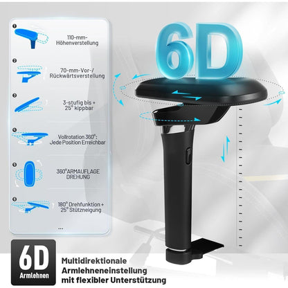 Ergonomischer Gaming Stuhl Hohe Rückenlehne Schwarz Blau 150