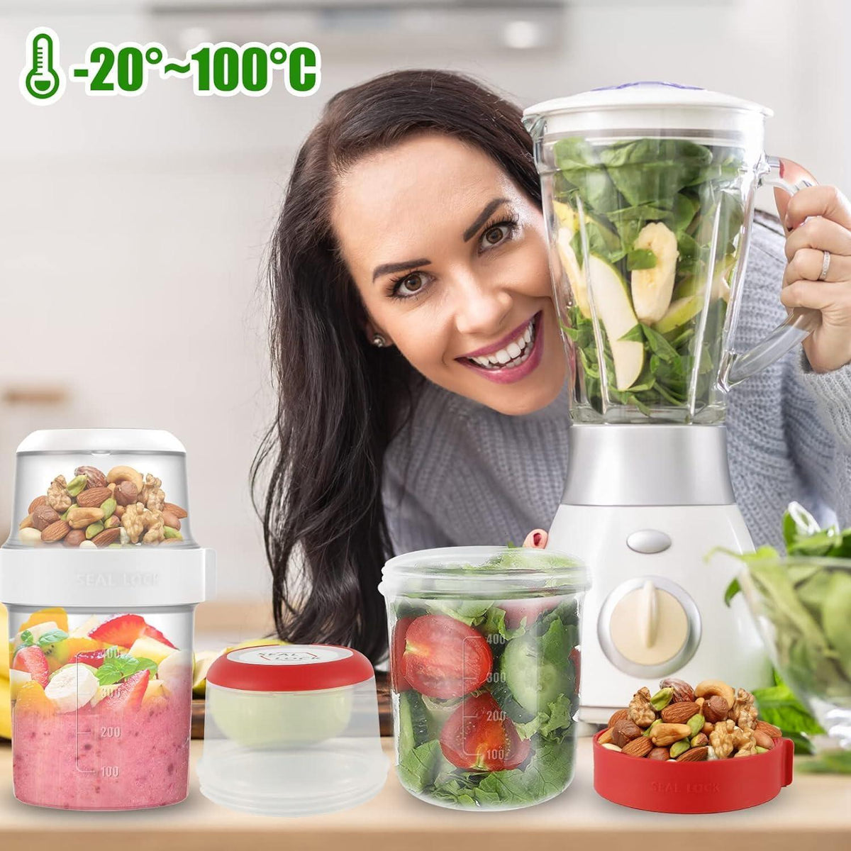 Müslibecher to go 2-in-1, Auslaufsicherer Joghurtbecher 870ml