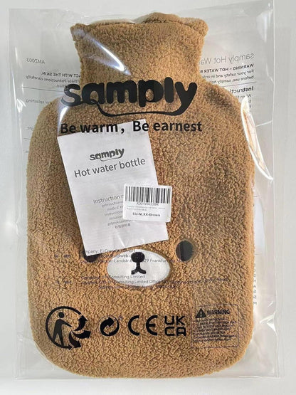 Wärmflasche mit kuscheligem Bezug 2 Liter Braunbär Schmerzlinderung