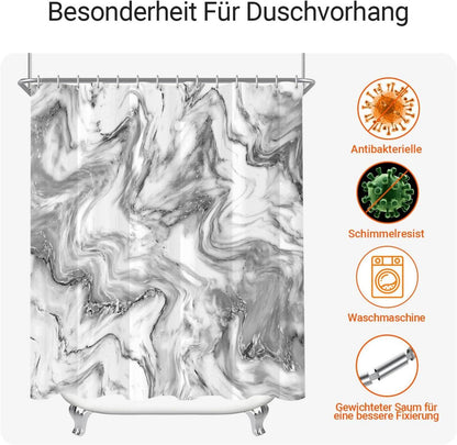 Duschvorhang Marmor Textil 200x200cm wasserabweisend waschbar