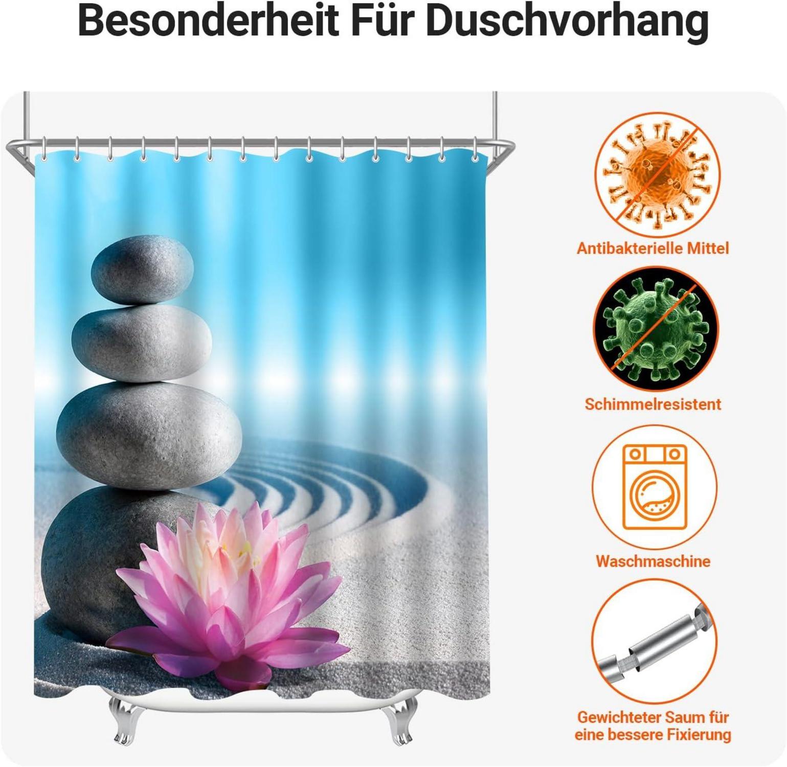 Duschvorhang 180x180cm Kieswüste Wasserabweisend Waschbar Polyester