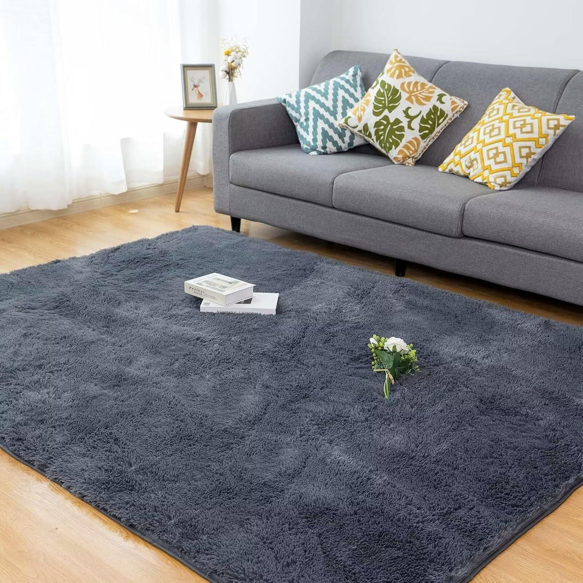 Flauschiger Shaggy Teppich 200x290cm – Grau, Weich & Anti-Rutsch