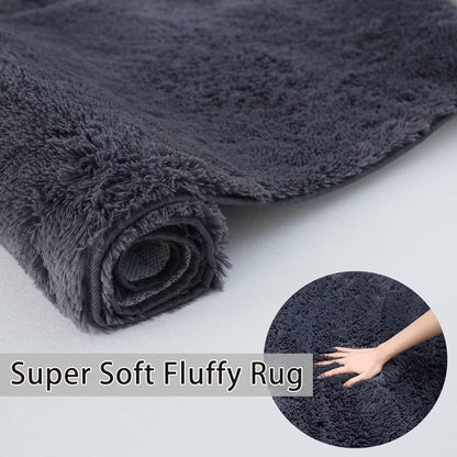 Flauschiger Shaggy Teppich 200x290cm – Grau, Weich & Anti-Rutsch