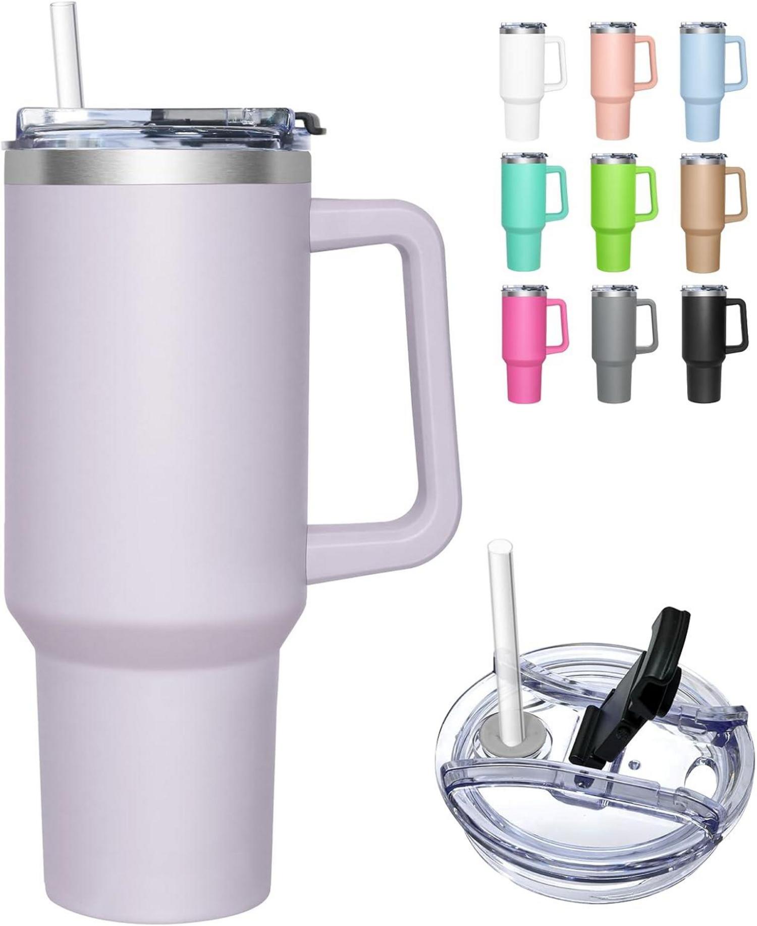 Thermobecher 2-in-1 Deckel 1180ml Trinkbecher Strohhalm Edelstahl