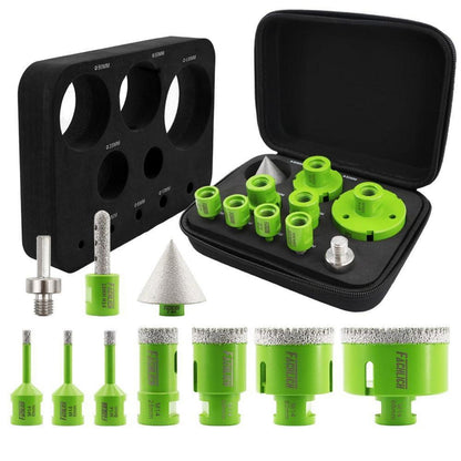 Diamant Fliesenbohrer Set mit Fingerfräser & Adapter