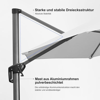 PURPLE LEAF Sonnenschirm 270x350cm Ampelschirm Aluminium UV-beständig