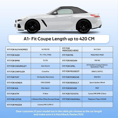 Wasserdichte Autoabdeckung für Coupé (bis 420cm) – Schutz vor Wetter & UV