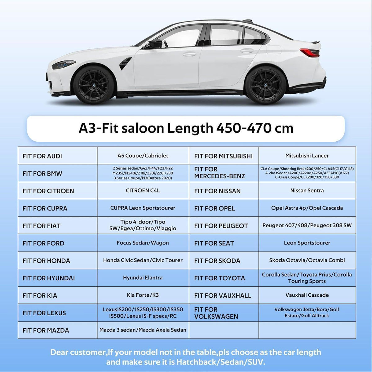 Wasserdichte Autoabdeckung für Limousine (450-470cm) – Schutz vor Wetter & UV