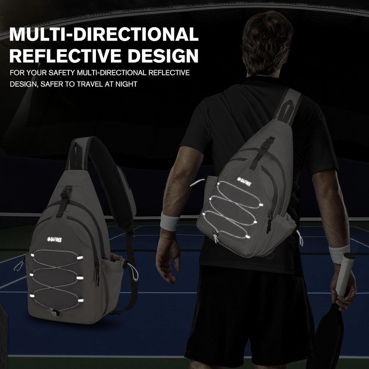 Sport-Schultertasche für Pickleball | Brusttasche Herren Damen | Reise