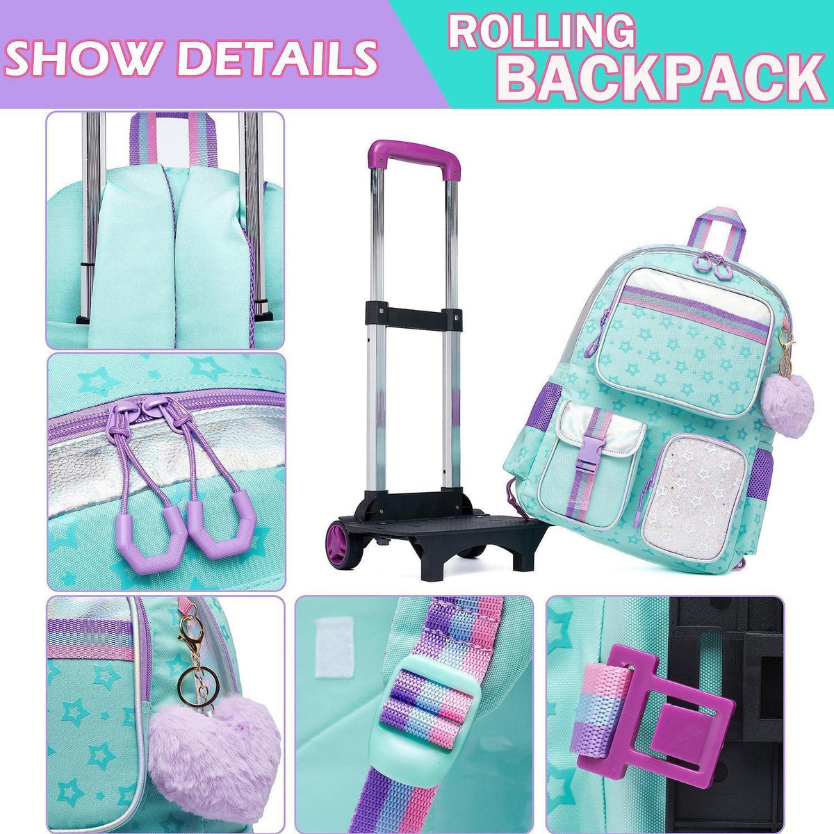 Rollrucksack Einhorn für Mädchen – 17 Zoll Schule & Reise