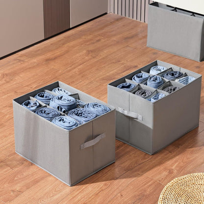 Kleiderschrank Organizer 9 Zellen Aufbewahrungsbox für Kleidung, Hellgrau - 2