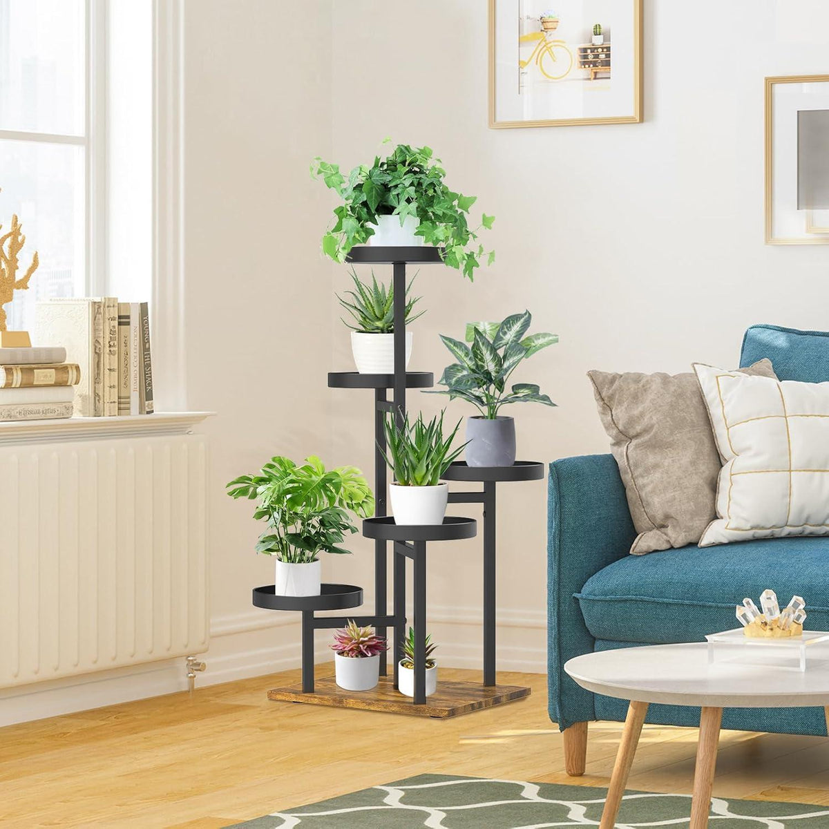 Pflanzenständer 5 Ebenen Holz Blumenständer Indoor Outdoor Schwarz