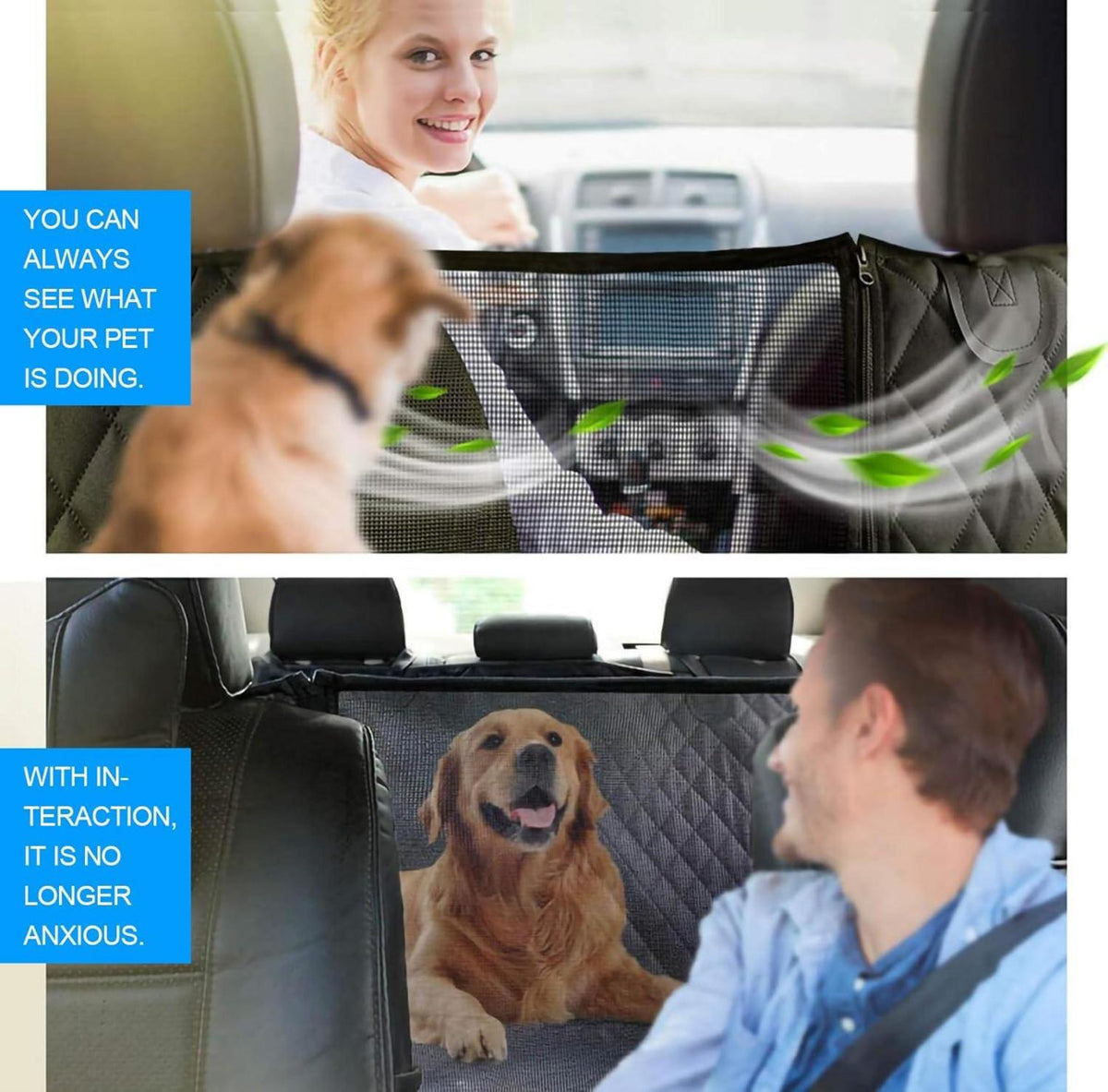 Hundedecke Auto Rückbank Wasserdicht mit Seitenschutz Sichtfenster 137x147cm