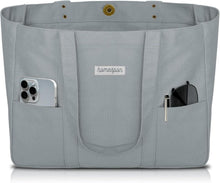 Stilvolle Damen Canvas Tote Bag mit Laptopfach Grau