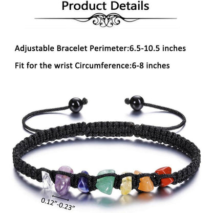 7 Chakra Armband mit Heilsteinen, verstellbar für Damen und Herren
