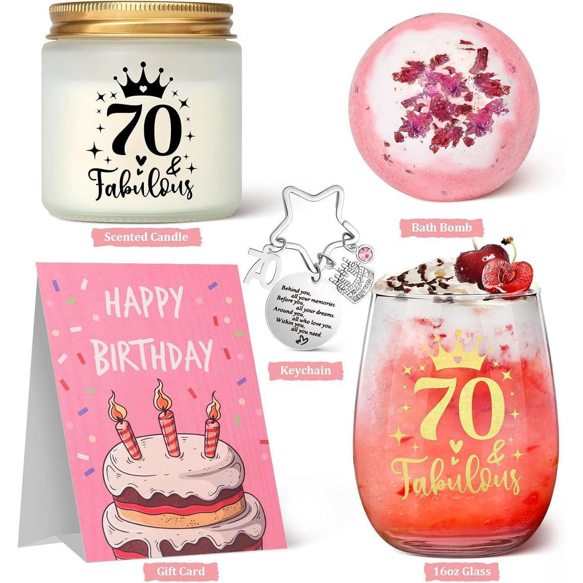 Weinglas Geschenkset 70. Geburtstag Frau, Personalisiert