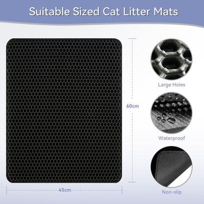 Hanbramo Katzenklo Matte 61x38 CM Schwarz Wasserfest und