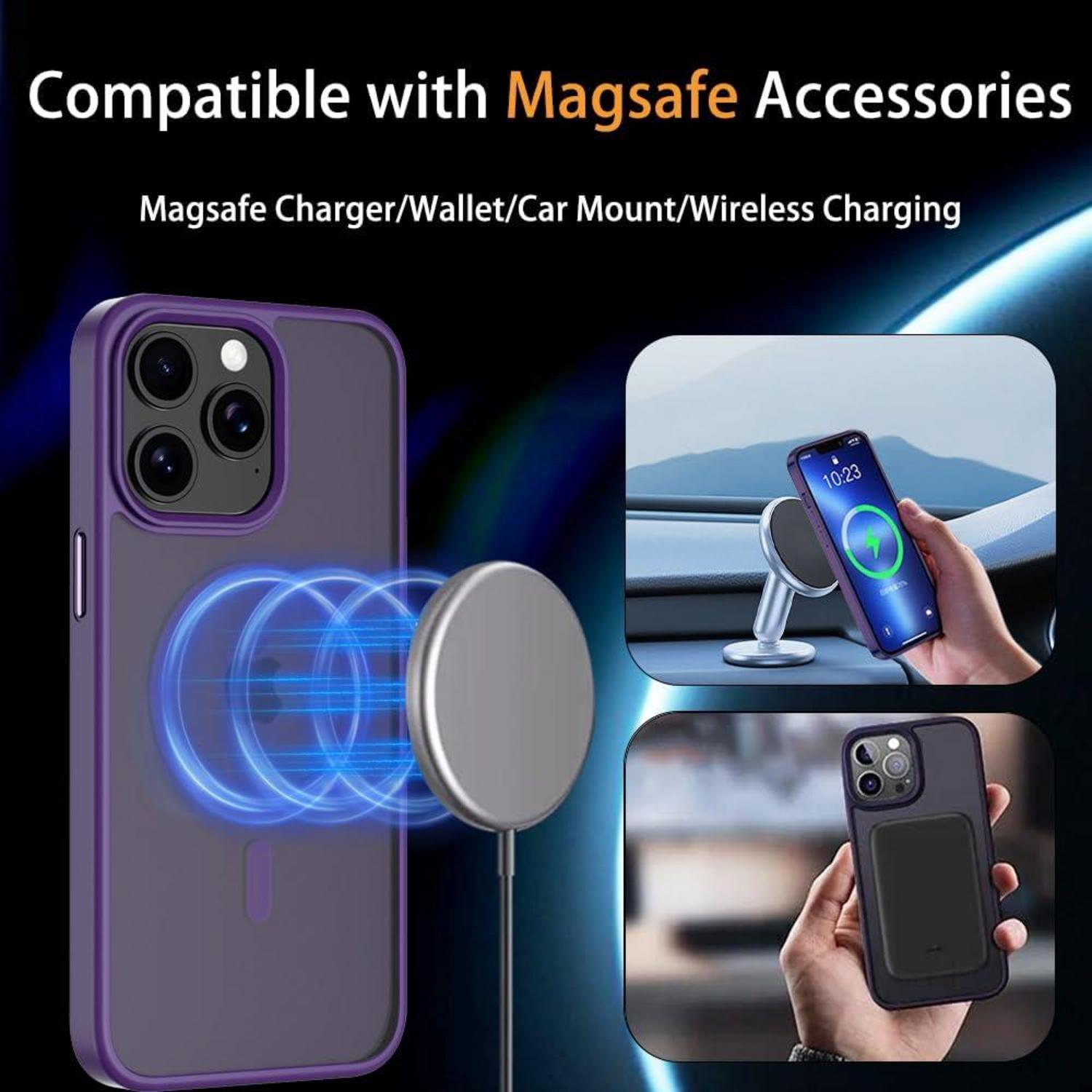 Magnetische Schutzhülle für iPhone 15 Pro MagSafe Stoßfest Lila