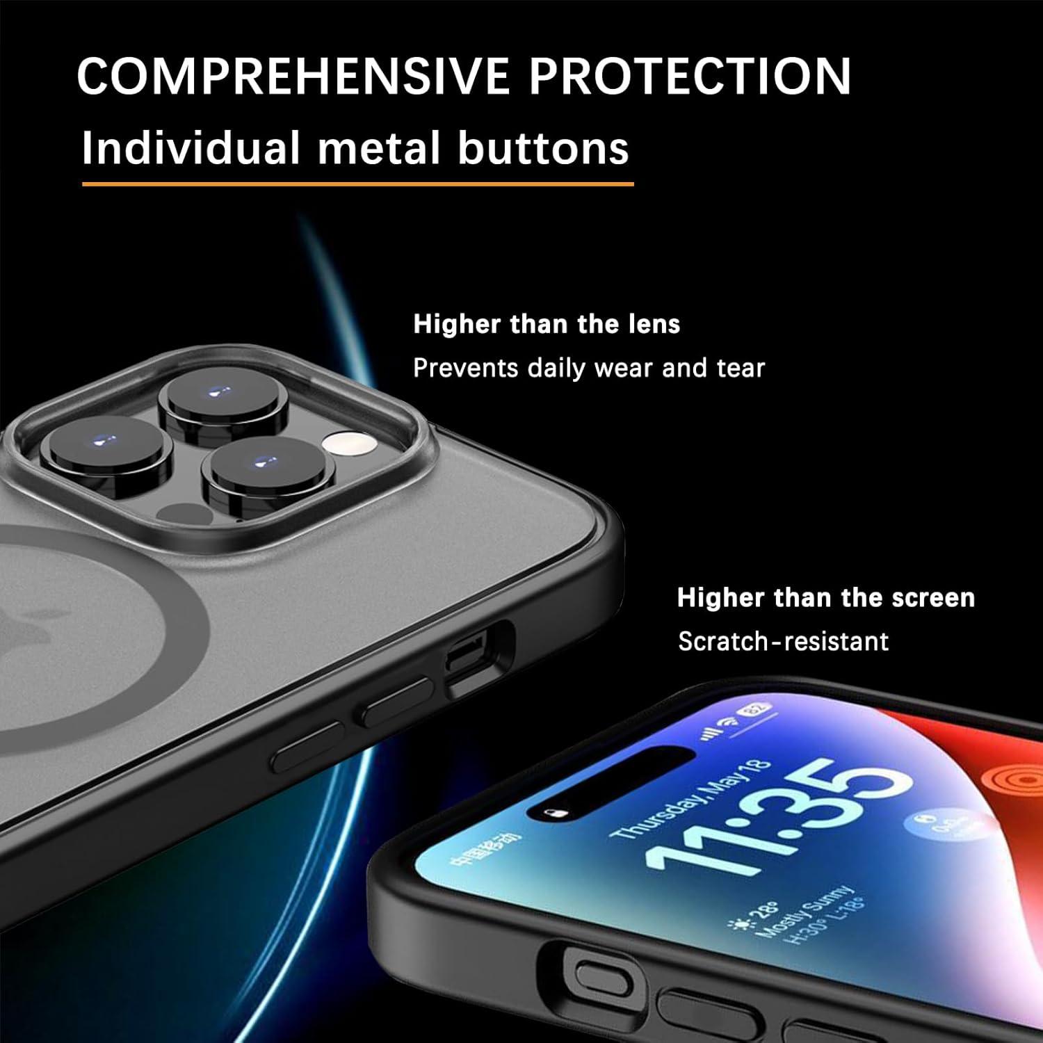 Magnetische iPhone 15 Pro Hülle MagSafe Schutz Schwarz