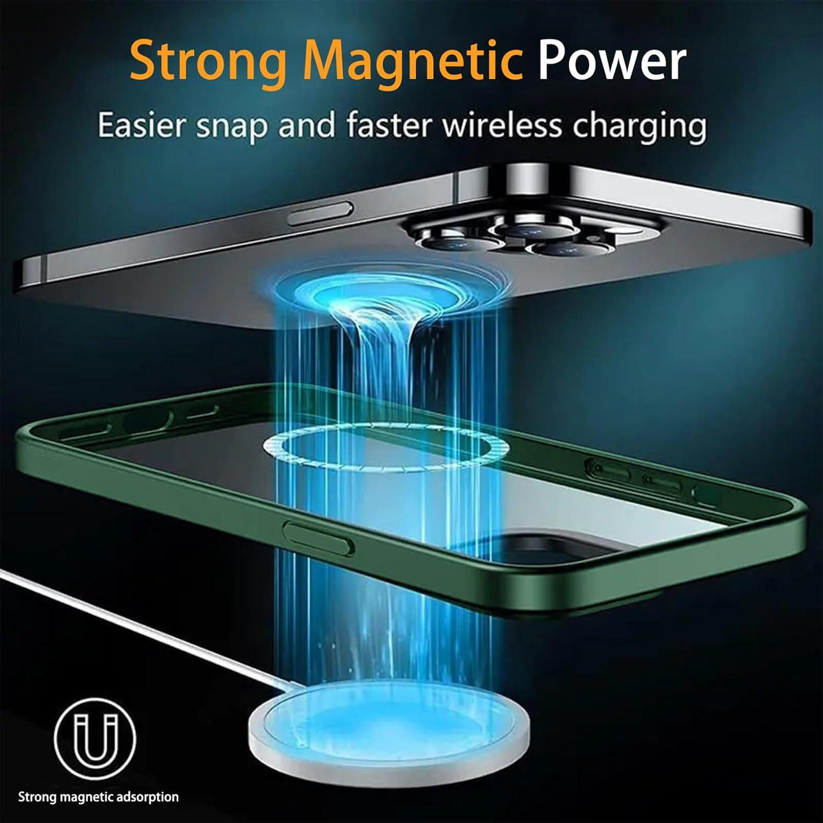 Magnetische Hülle für iPhone 15 Grün, MagSafe, Militärischer Schutz, UltraDünn
