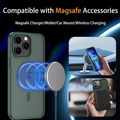 Magnetische iPhone 15 Hülle MagSafe Grün, Militärischer Schutz