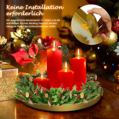 Magnetisches Kerzentablett 30cm Adventskranz Gold