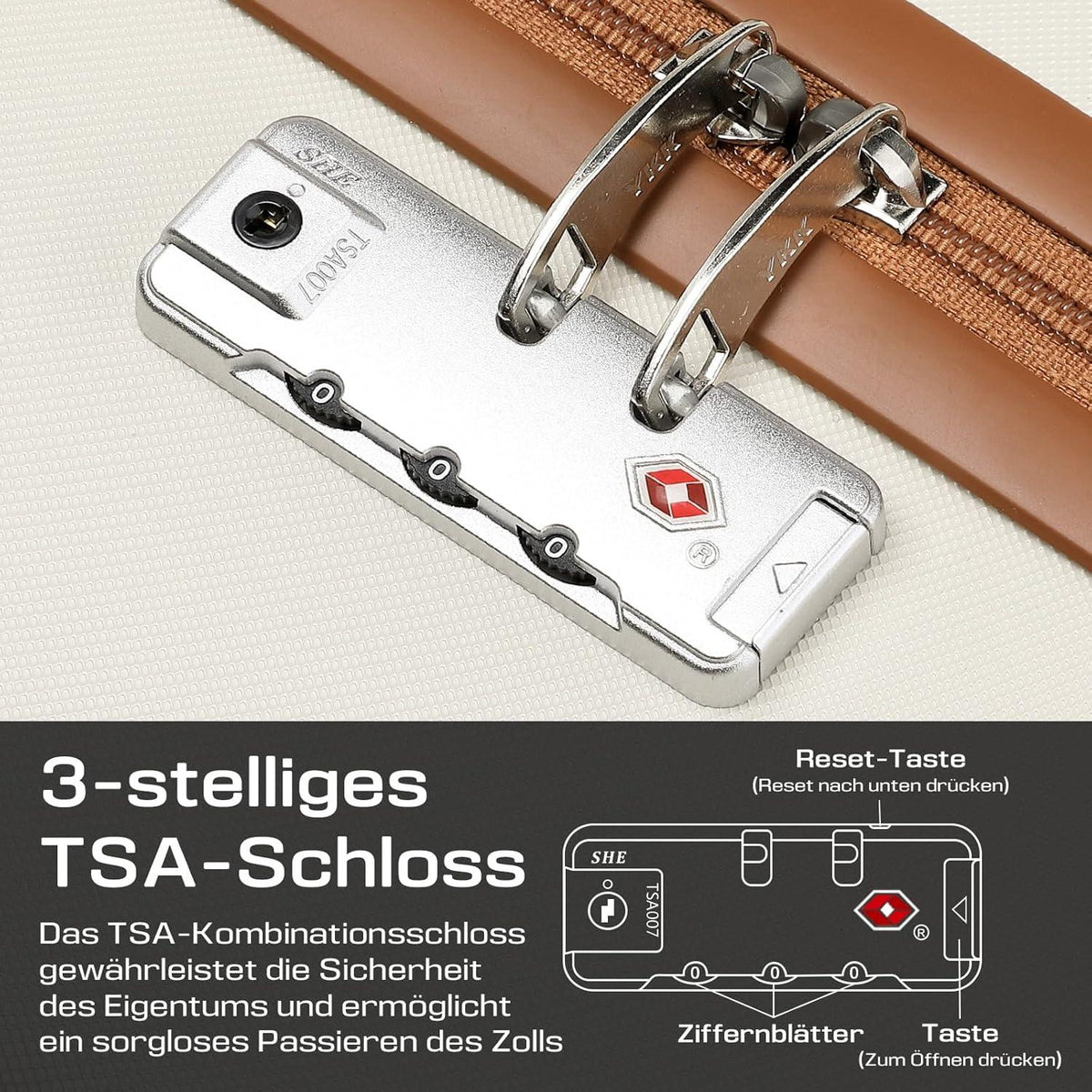 Kofferset ABS Hartschalen Trolley 3-teilig 4 Rollen TSA-Schloss