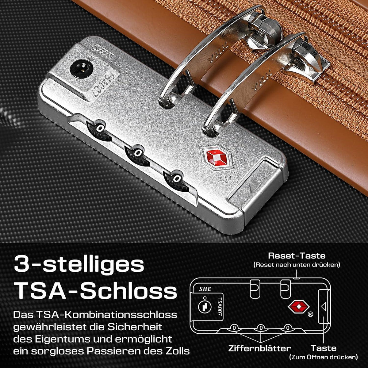 Erweiterbares ABS Hartschalen-Kofferset mit TSA-Schloss - 5tlg