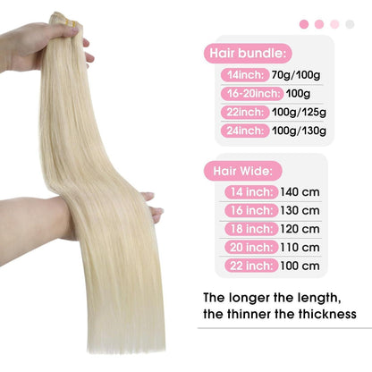 Echthaar Tressen Platinblond 55cm – Weft Extensions für Volumen & Länge