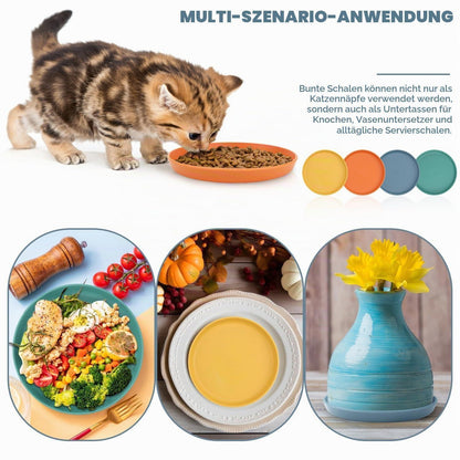 8x Flache Katzenfutter Napf Set - PP Futternäpfe für Katzen