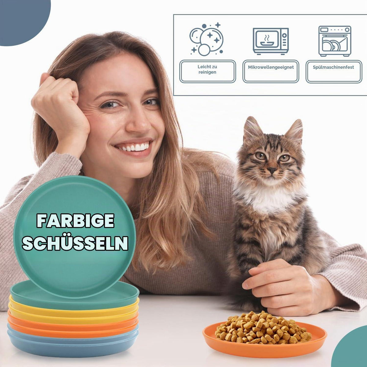 8x Flache Katzenfutter Napf Set - PP Futternäpfe für Katzen