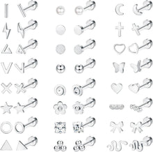 24 Paar Edelstahl Ohrstecker Set Geometrische Flatback Ohrringe